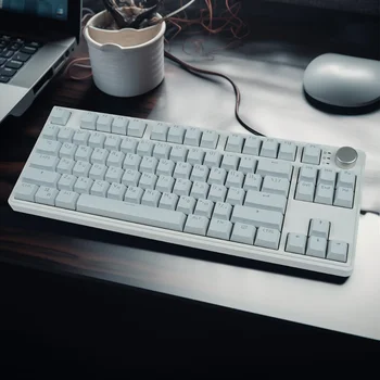 Механическая клавиатура MK86 с прокладкой, 75% беспроводных ручек Bluetooth 2.4G, сменная полупрозрачная RGB-подсветка, белая клавиатура с металлической ручкой