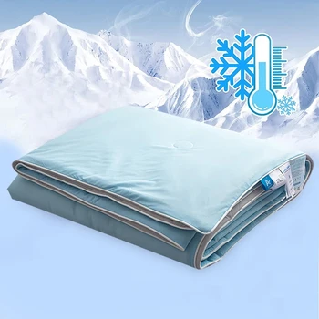 Охлаждающее одеяло для кровати, Шелковистое Стеганое одеяло с кондиционером, легкое охлаждаемое летнее одеяло с двусторонней охлаждающей тканью